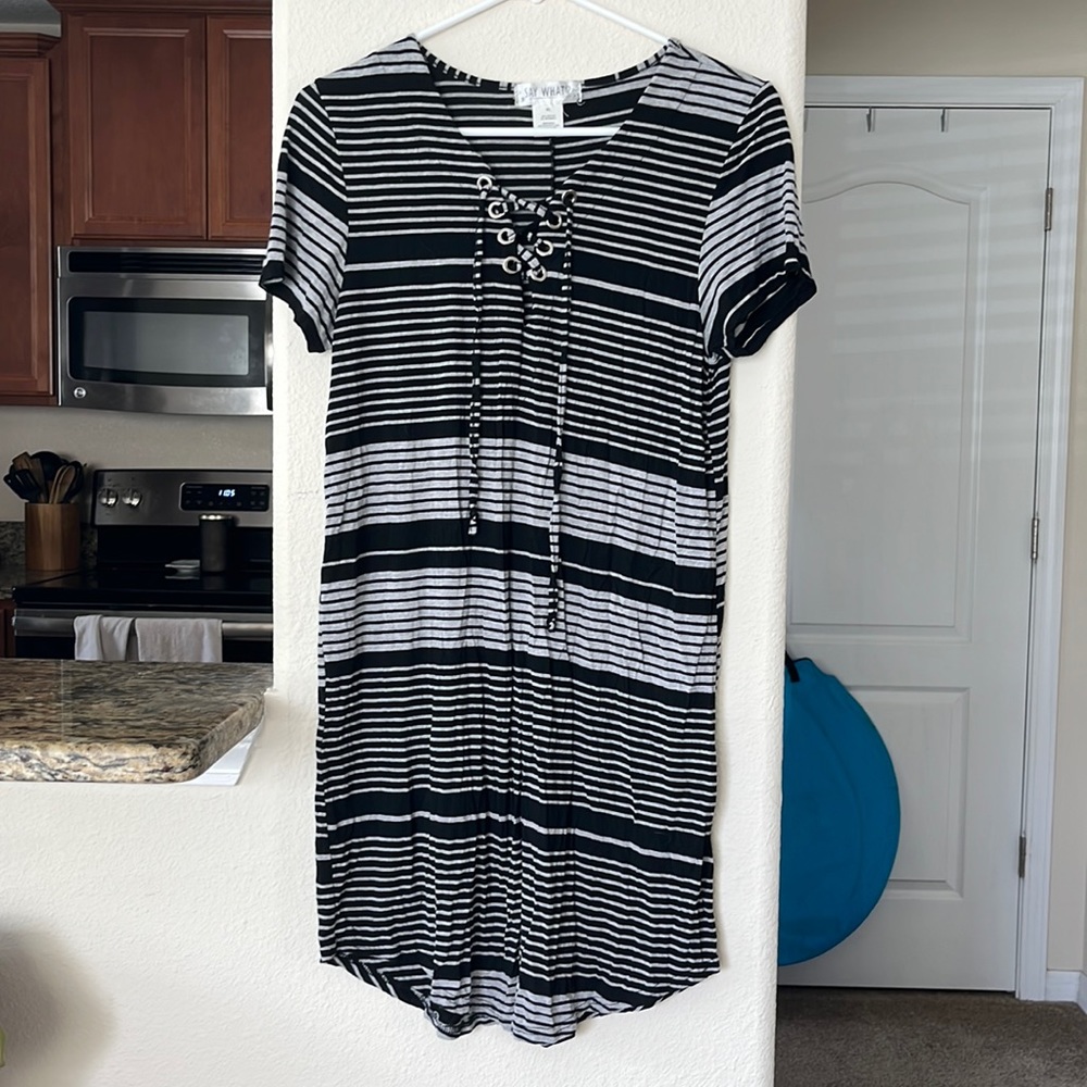Black and Grey Striped Dress from Say What?